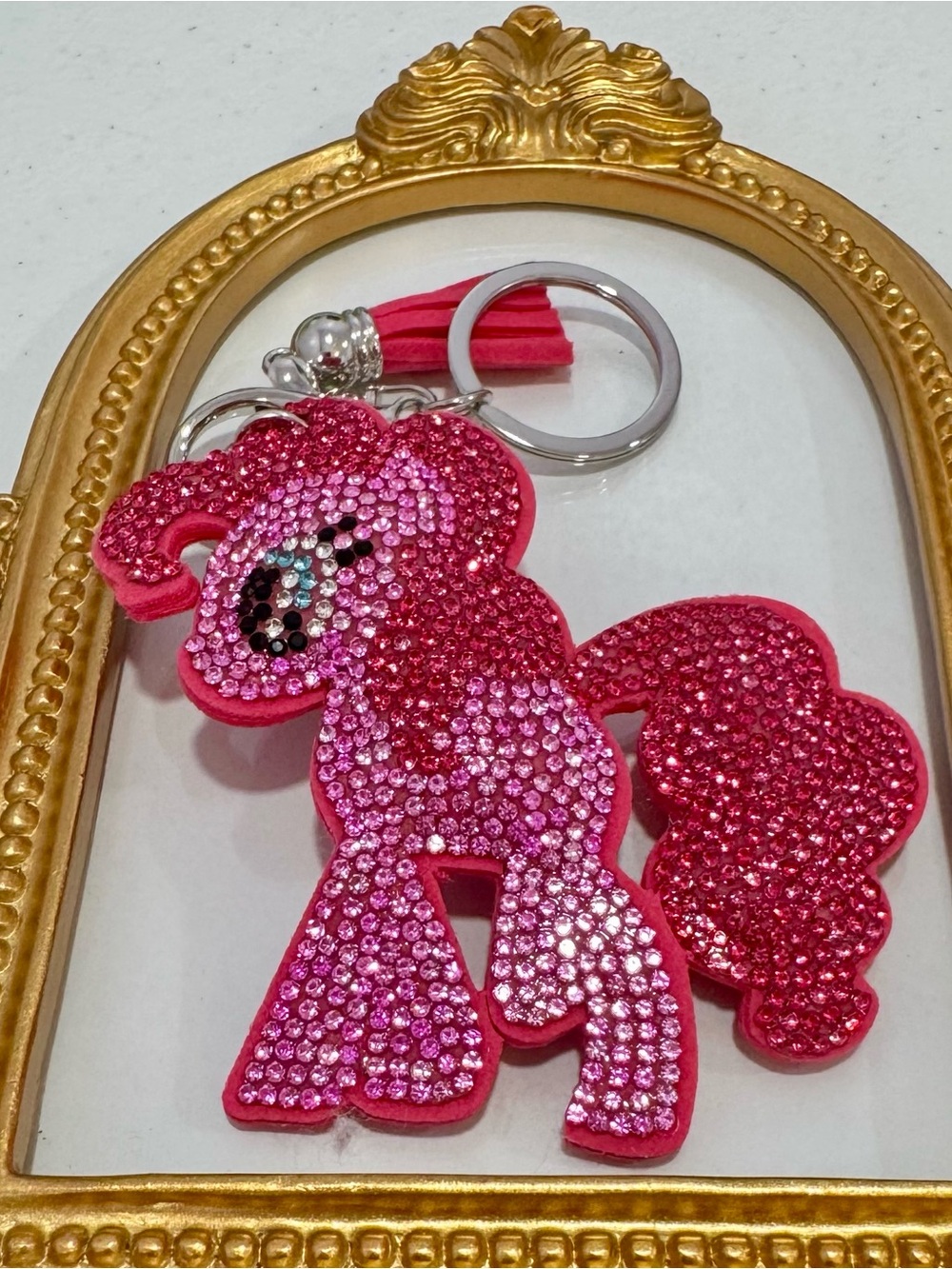 New Pink Rhinestone Pony Keychain Keychain